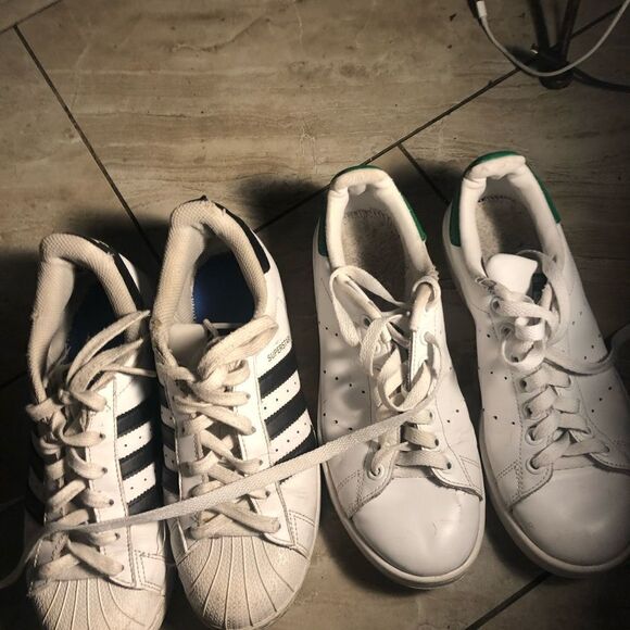 Adidas Classic Stan Smith White Green Leather Size 6.5 - Picture 2 of 3